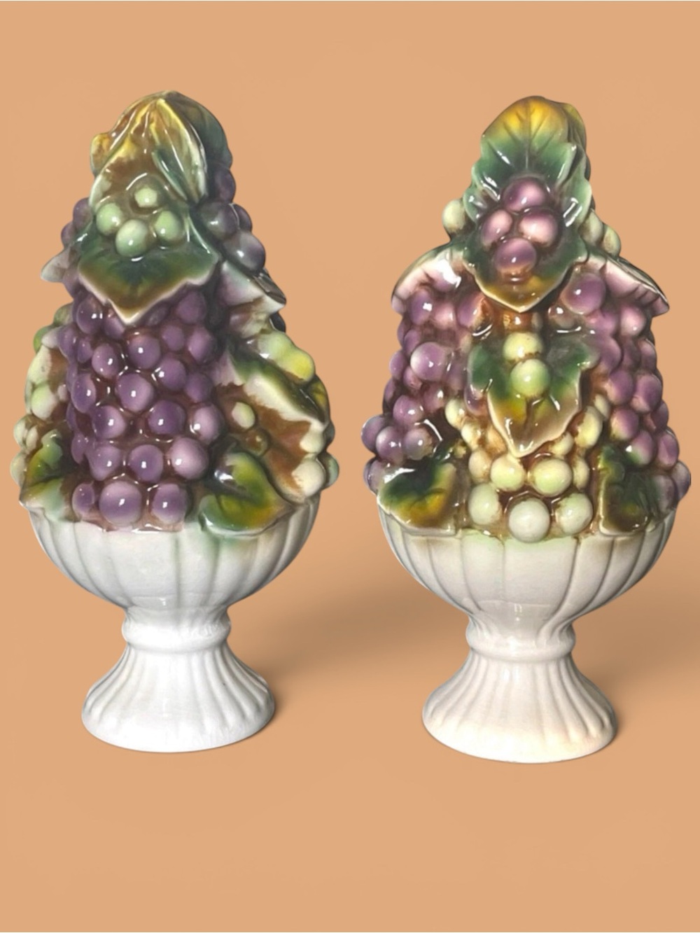 Vintage Set of 2 Original Arnart Creations Sorrento Grapes Leaves Topiary